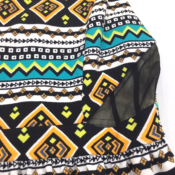 Monteau Bright Aztec Side Cut Out Dress - Picture 5 of 9